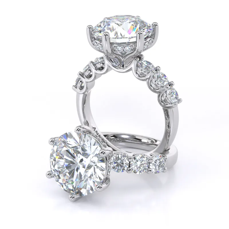 Ariana Hidden Halo and Sidestone engagement ring
