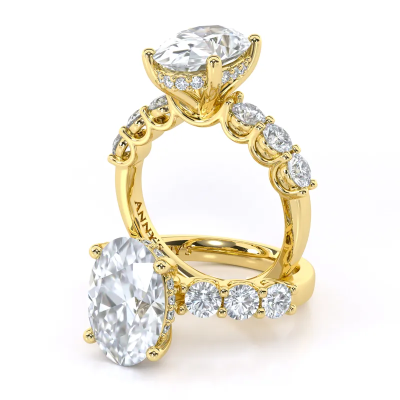 Ariana Hidden Halo and Sidestone engagement ring