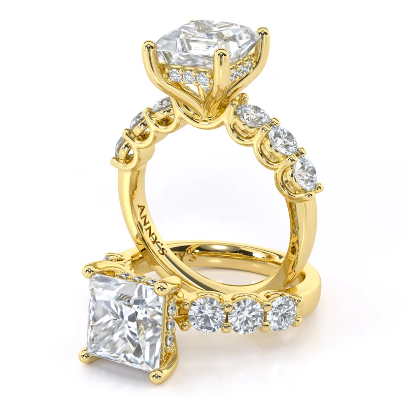Ariana Hidden Halo and Sidestone engagement ring
