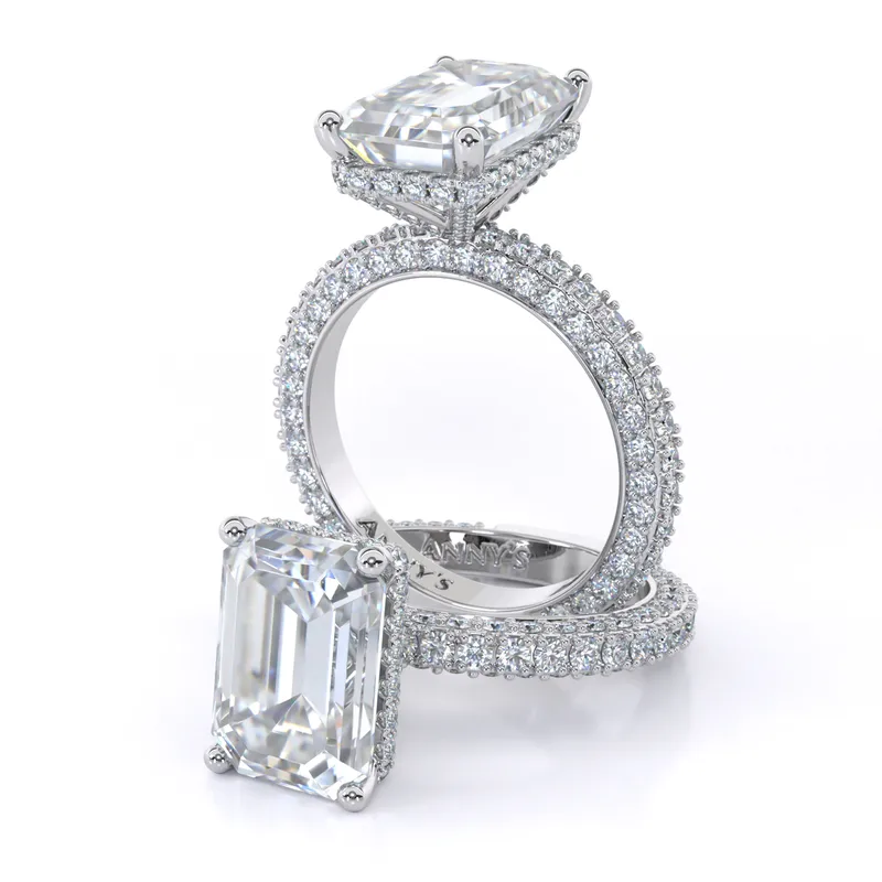 Bethany Hidden Halo and Triple Row Pavé engagement ring