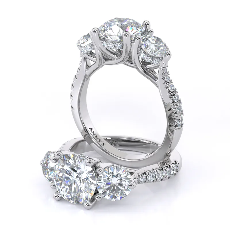 Chloe Three Stone and Sidestone engagement ring