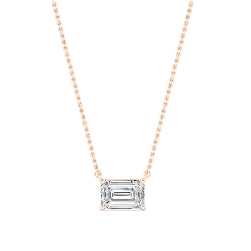 Arden Emerald Lab-Grown Diamond Pendant in rose gold — view 1