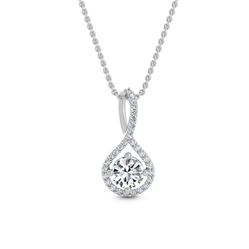 Twilight Round Lab-Grown Diamond Pendant in white gold — view 1