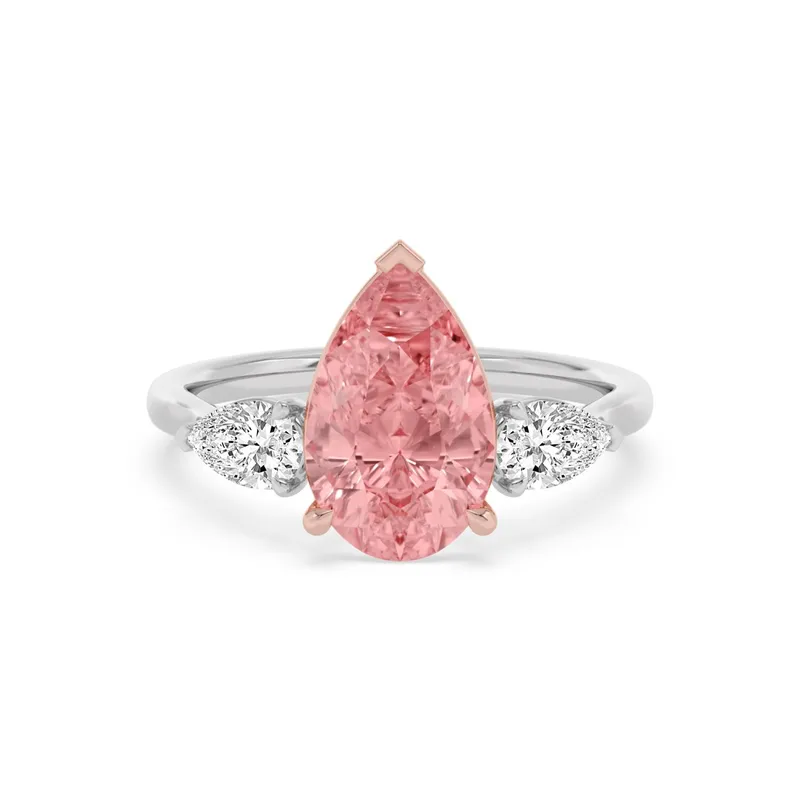 Rosalba Pear Pink Lab-Grown Diamond Ring in two tone gold — view 1
