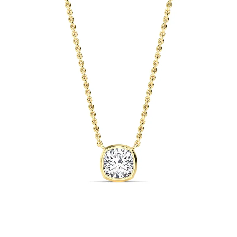 Adore Square Cushion Lab-Grown Diamond Pendant in yellow gold — view 1