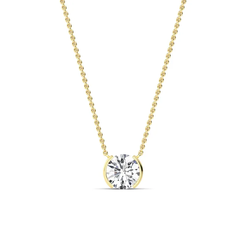 Essence Round Lab-Grown Diamond Pendant in yellow gold — view 1