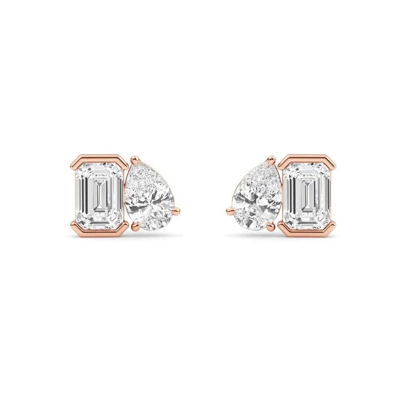 Mirella Mixed-Cut Lab-Grown Diamond Earrings in 18kt rose gold — view 1