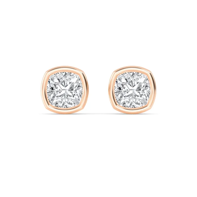 Icon Cushion Lab-Grown Diamond Earrings in rose gold — view 1