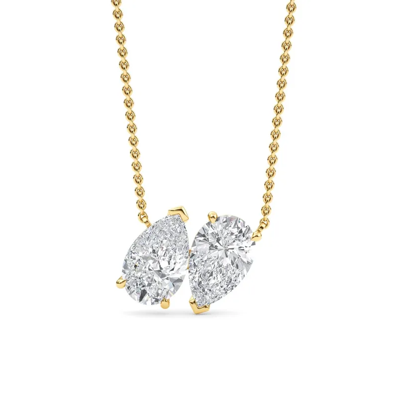 Tandem Pear Lab-Grown Diamond Pendant in yellow gold — view 1