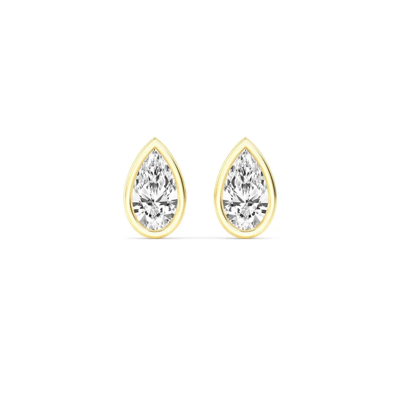 Icon Pear Lab-Grown Diamond Earrings in yellow gold — view 1