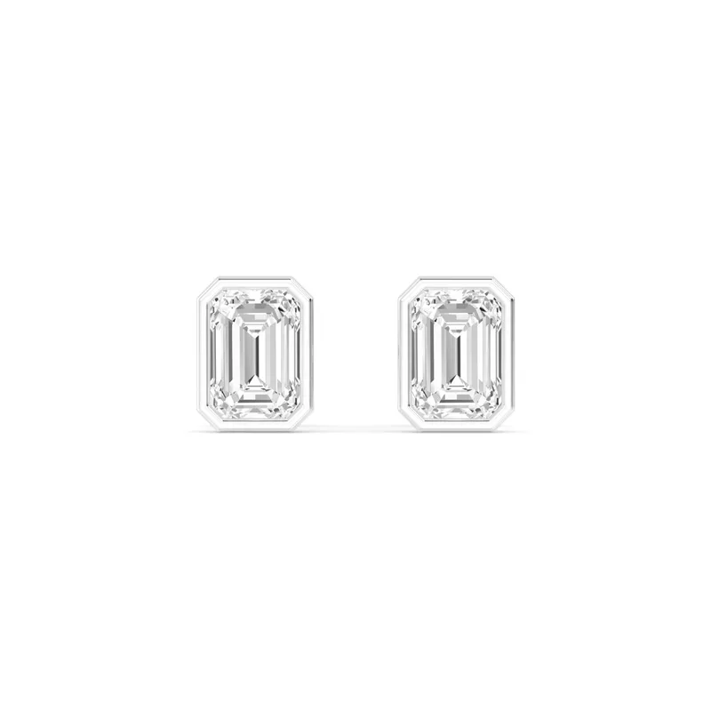Icon Emerald Lab-Grown Diamond Earrings in white gold — view 1