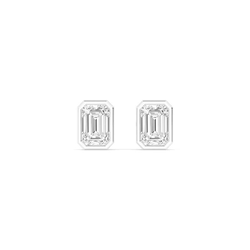 Icon Emerald Lab-Grown Diamond Earrings in white gold — view 1
