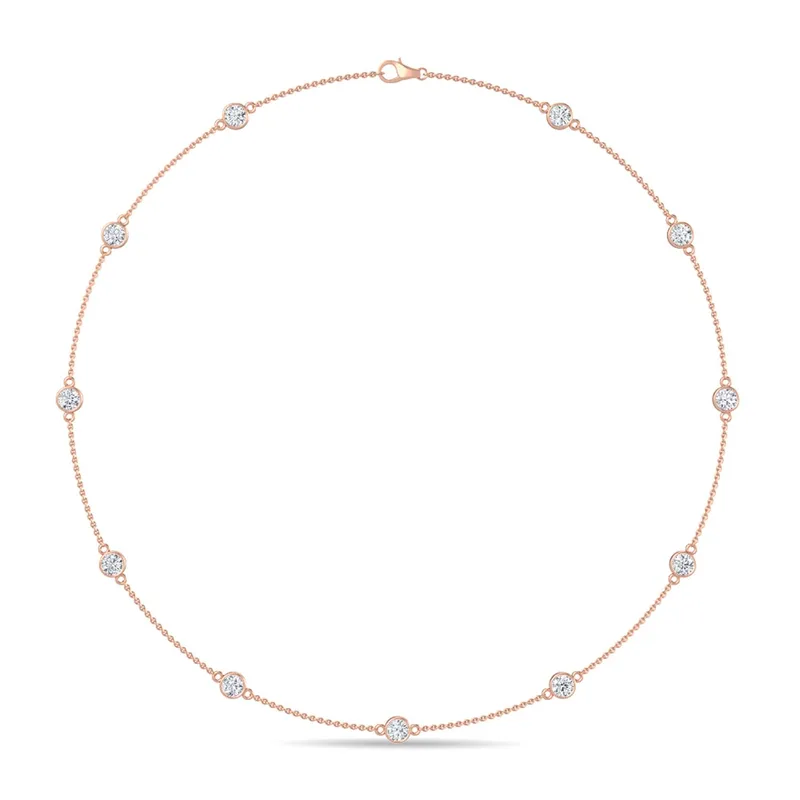 Elena Round Lab-Grown Diamond Necklace in 18kt rose gold — view 1