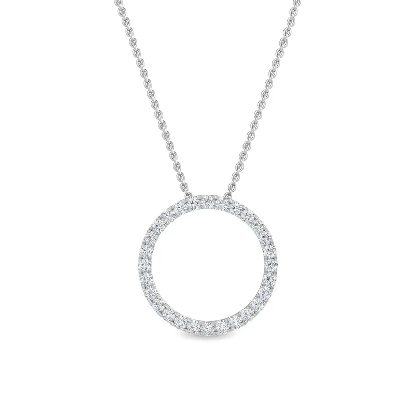 Grace Round Lab-Grown Diamond Pendant in white gold — view 1