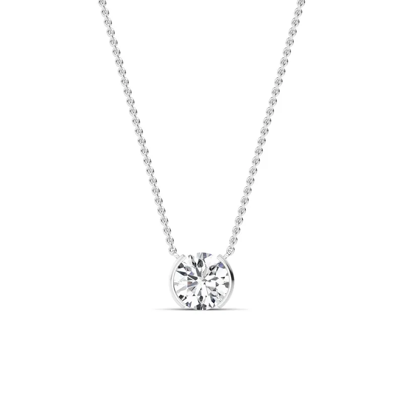 Essence Round Lab-Grown Diamond Pendant in white gold — view 1