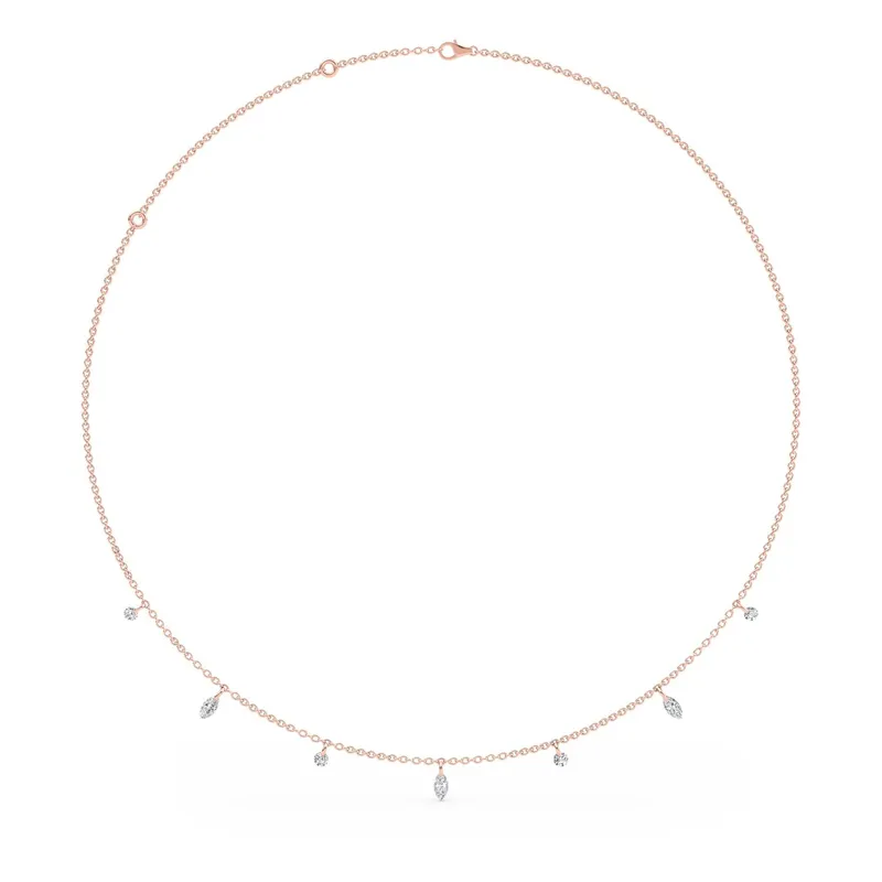 Olivia Mixed-Cut Lab-Grown Diamond Necklace in 9kt rose gold — view 1