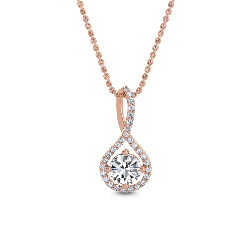 Twilight Round Lab-Grown Diamond Pendant in rose gold — view 1