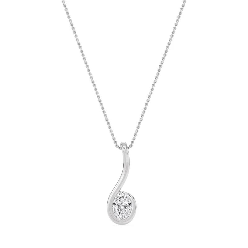 Muse Oval Lab-Grown Diamond Pendant in white gold — view 1
