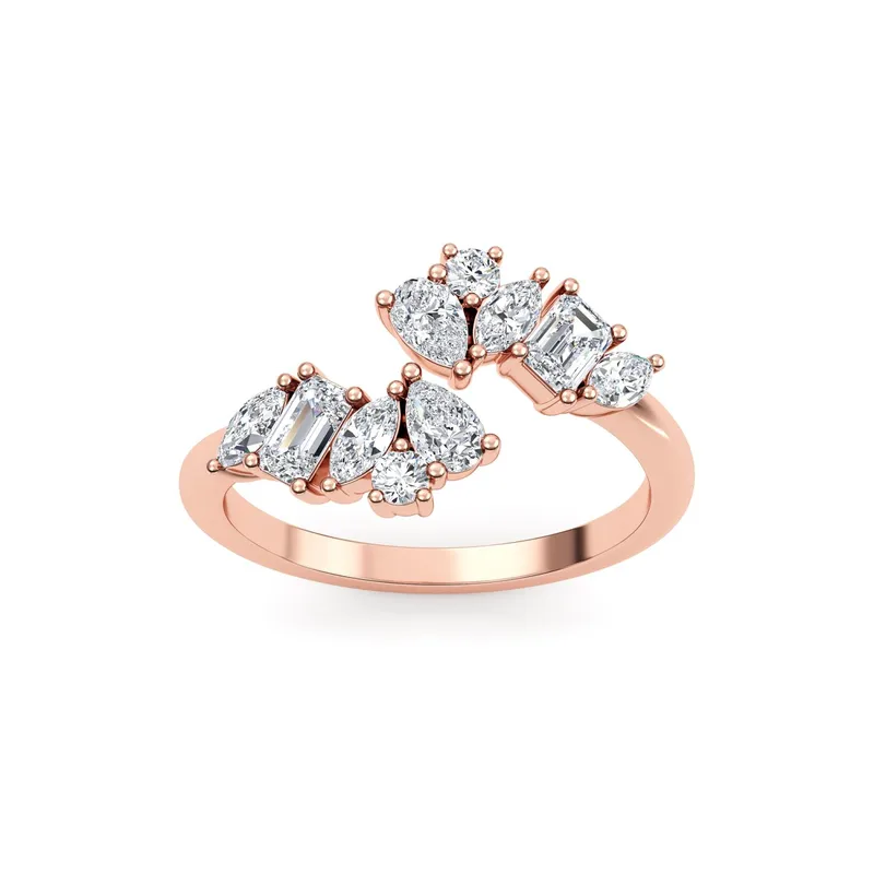 Flora Mixed-Cut Lab-Grown Diamond Ring in rose gold — view 1