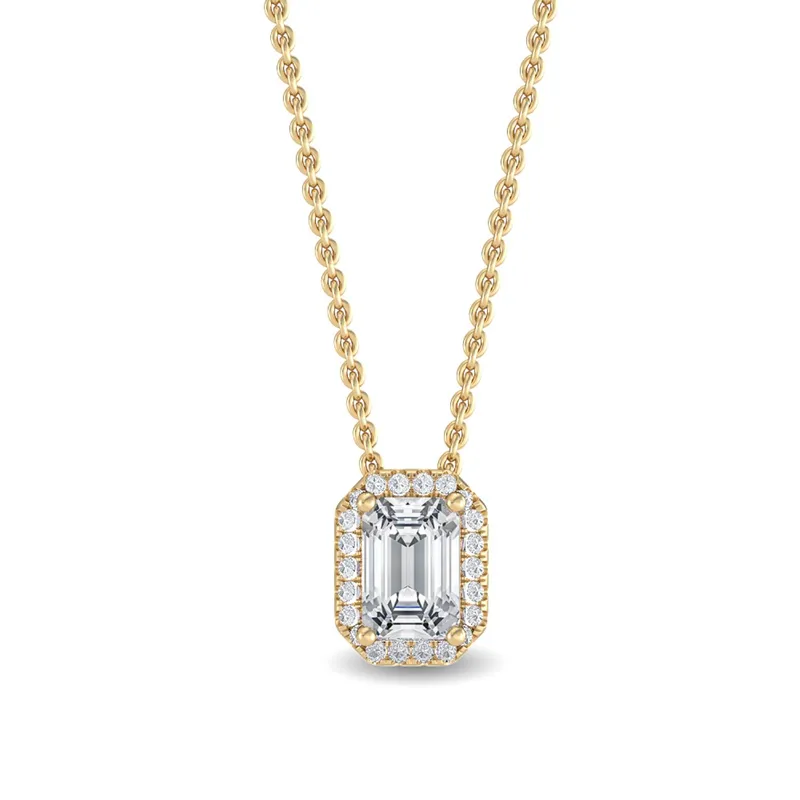 Luna Emerald Lab-Grown Diamond Pendant in yellow gold — view 1