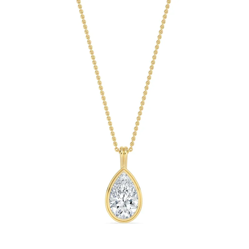 Opaline Pear Lab-Grown Diamond Pendant in yellow gold — view 1