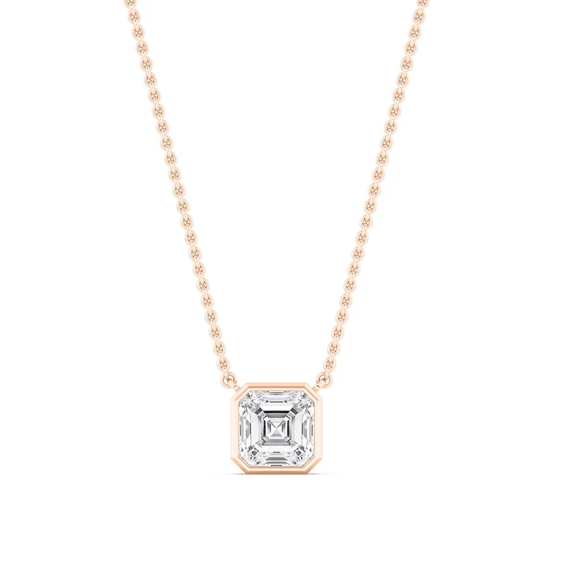 Adore Asscher Lab-Grown Diamond Pendant in rose gold — view 1