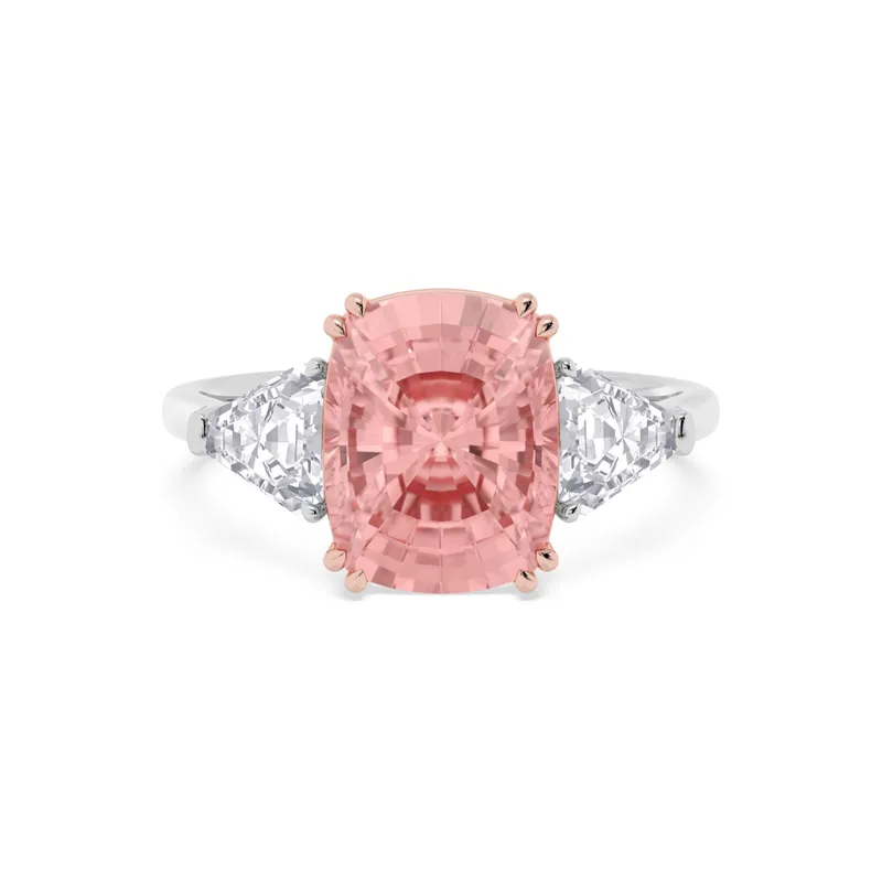 Rosabelle Long Cushion Pink Lab-Grown Diamond Ring in two tone gold — view 1