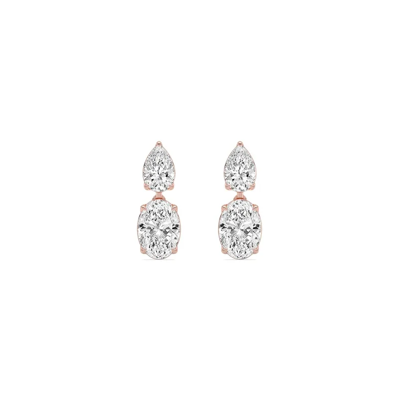 Aria Mixed-Cut Lab-Grown Diamond Earrings in rose gold — view 1