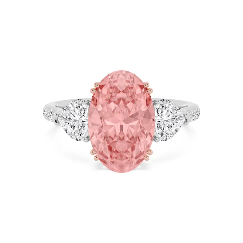 Rosalyn Oval Pink Lab-Grown Diamond Ring in two tone gold — view 1