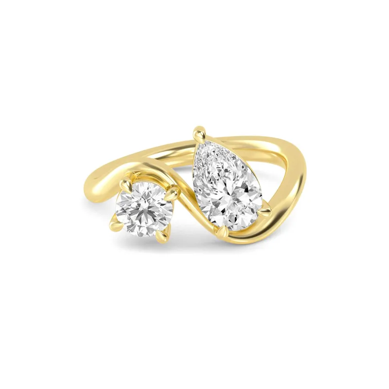 Aurora Pear Lab-Grown Diamond Ring in yellow gold — view 1