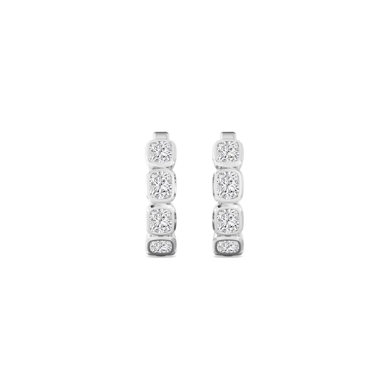 Belle Long Cushion Lab-Grown Diamond Earrings in white gold — view 1