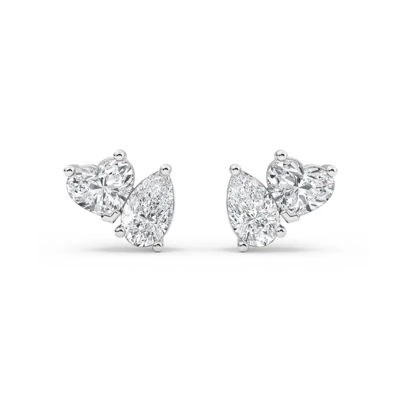 Amabel Mixed-Cut Lab-Grown Diamond Earrings in 18kt white gold — view 1