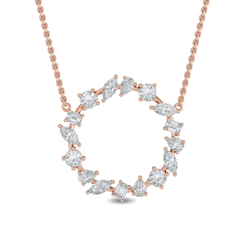 Celestial Mixed-Cut Lab-Grown Diamond Pendant in rose gold — view 1