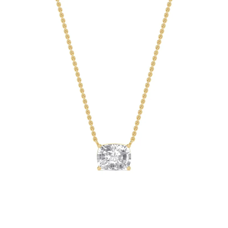 Arden Long Cushion Lab-Grown Diamond Pendant in yellow gold — view 1