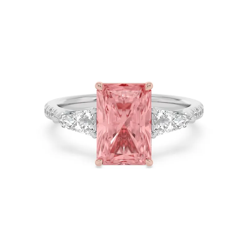 Rosalene Radiant Pink Lab-Grown Diamond Ring in two tone gold — view 1