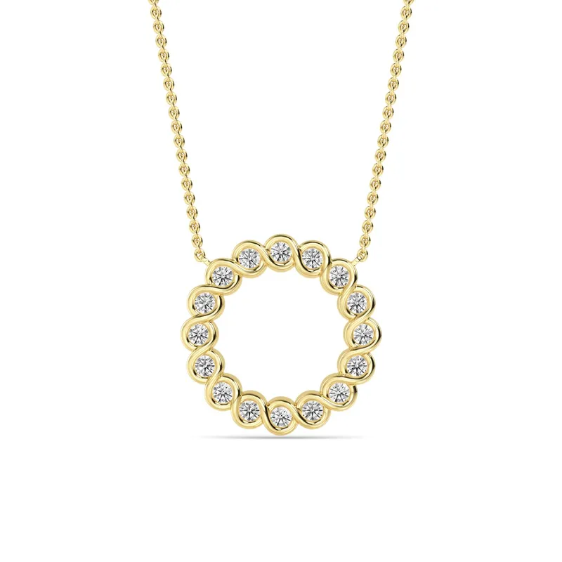 Orbit Round Lab-Grown Diamond Pendant in yellow gold — view 1
