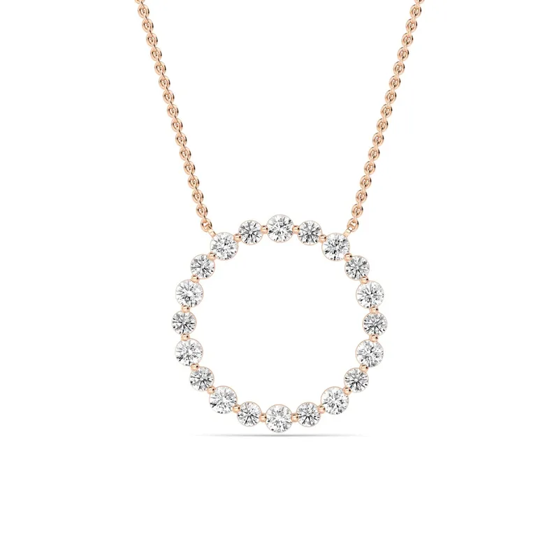Eterna Round Lab-Grown Diamond Pendant in rose gold — view 1