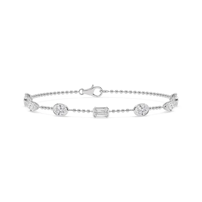 Medley Mixed Shape Lab-Grown Diamond Bracelet in 9kt white gold — view 1