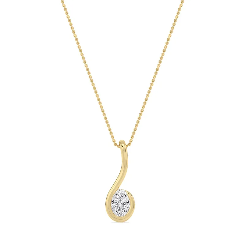 Muse Oval Lab-Grown Diamond Pendant in yellow gold — view 1