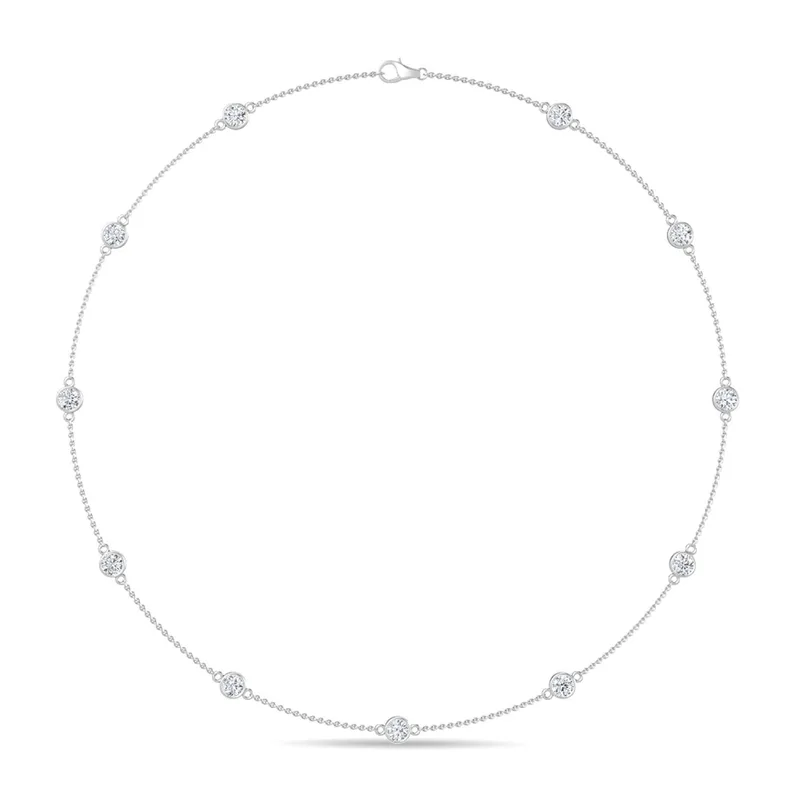 Elena Round Lab-Grown Diamond Necklace in 18kt white gold — view 1