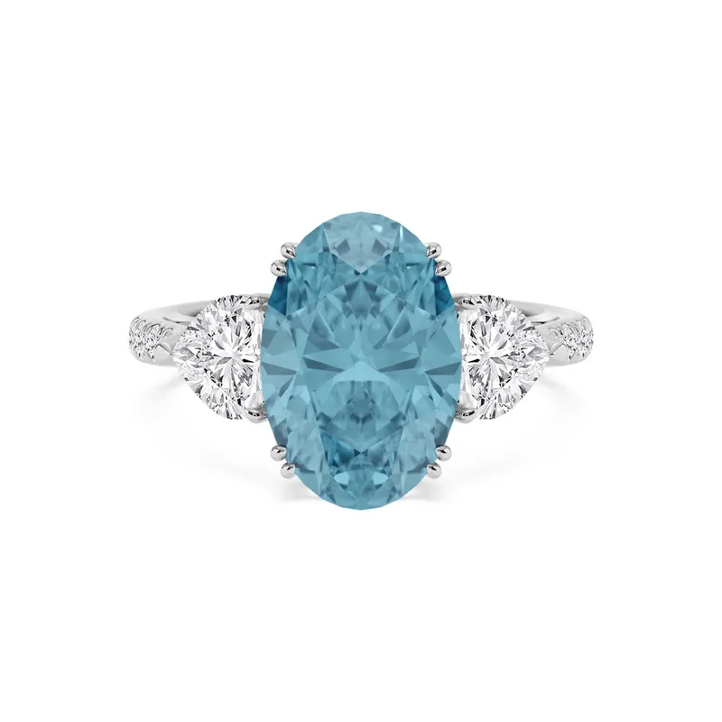 Azure Oval Blue Lab-Grown Diamond Ring in white gold — view 1