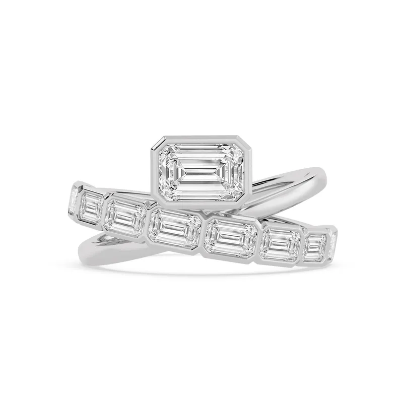 Valentina Emerald Lab-Grown Diamond Ring in white gold — view 1