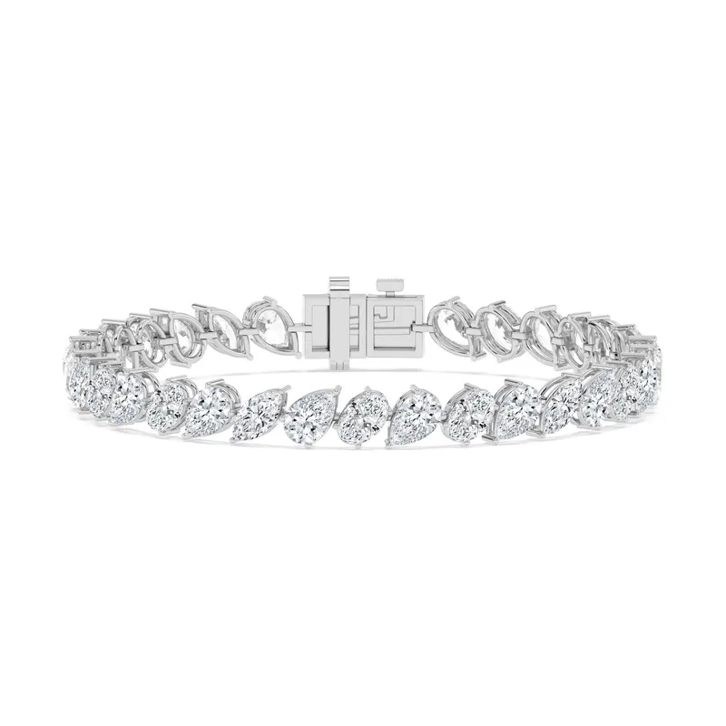 Mosaic Mixed Shape Lab-Grown Diamond Bracelet in 9kt white gold — view 1