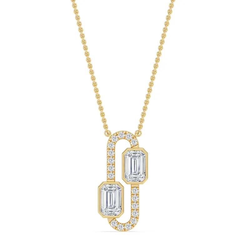 Vesper Emerald Lab-Grown Diamond Pendant in yellow gold — view 1