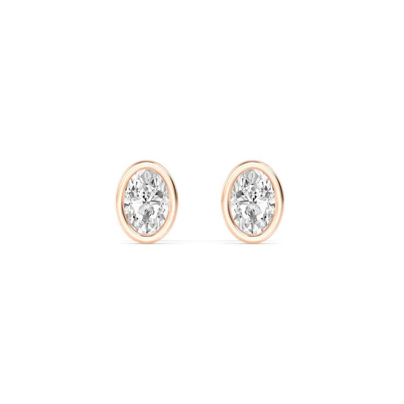 Icon Oval Lab-Grown Diamond Earrings in rose gold — view 1