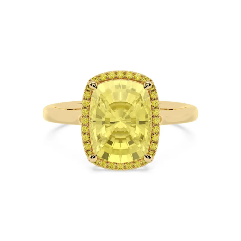Aubrie Long Cushion Yellow Lab-Grown Diamond Ring in yellow gold — view 1
