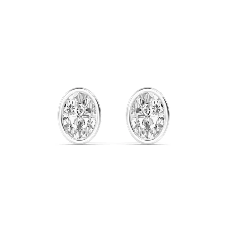 Icon Oval Lab-Grown Diamond Earrings in white gold — view 1