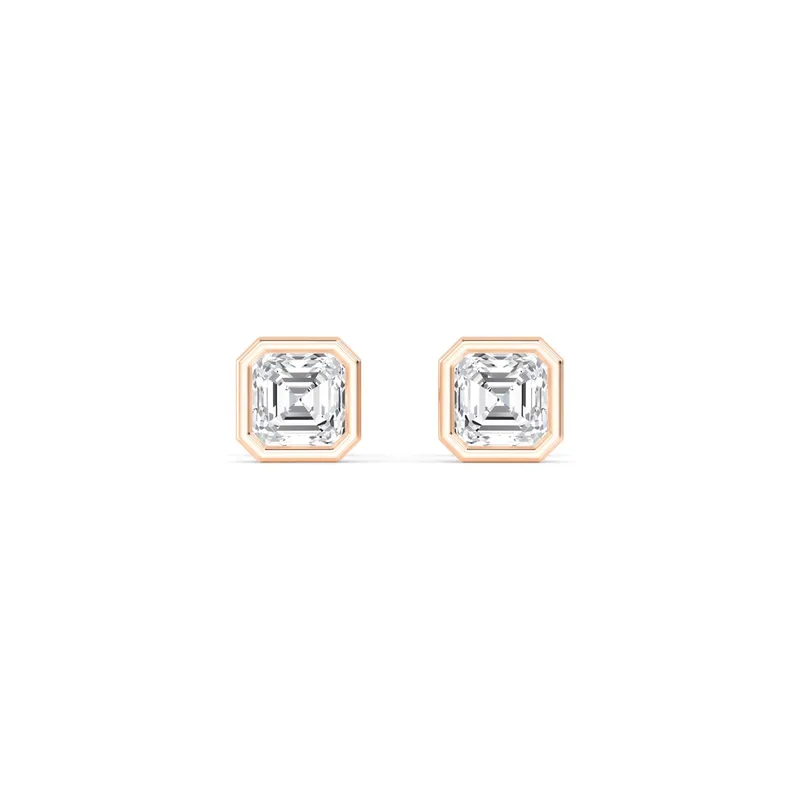Icon Asscher Lab-Grown Diamond Earrings in rose gold — view 1