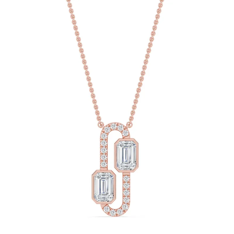 Vesper Emerald Lab-Grown Diamond Pendant in rose gold — view 1