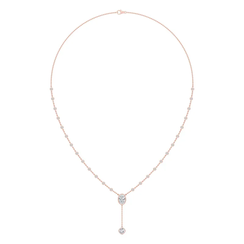 Nerina Oval Lab-Grown Diamond Necklace in 18kt rose gold — view 1